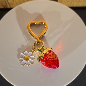 Strawberry and Daisy Keychain